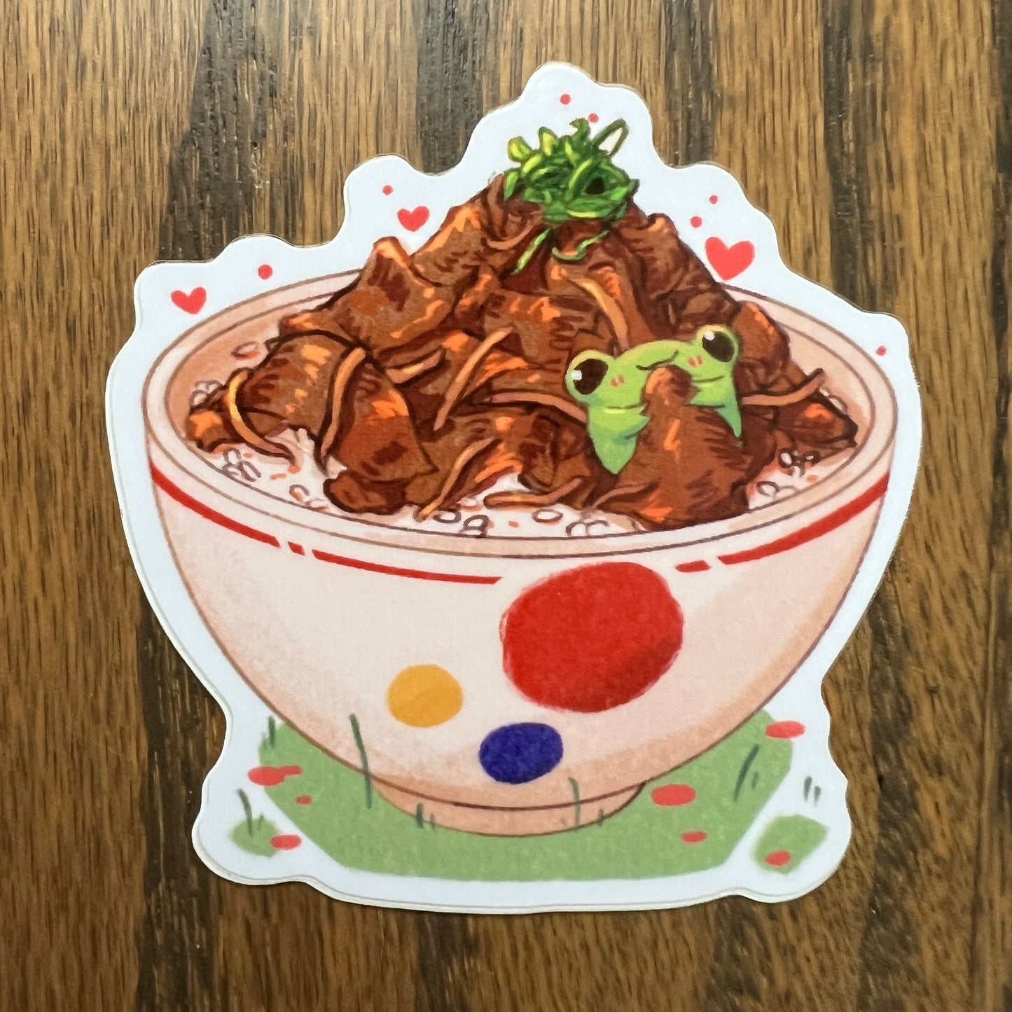 Gyudon Ribbert Frog Stickers - Die Cut