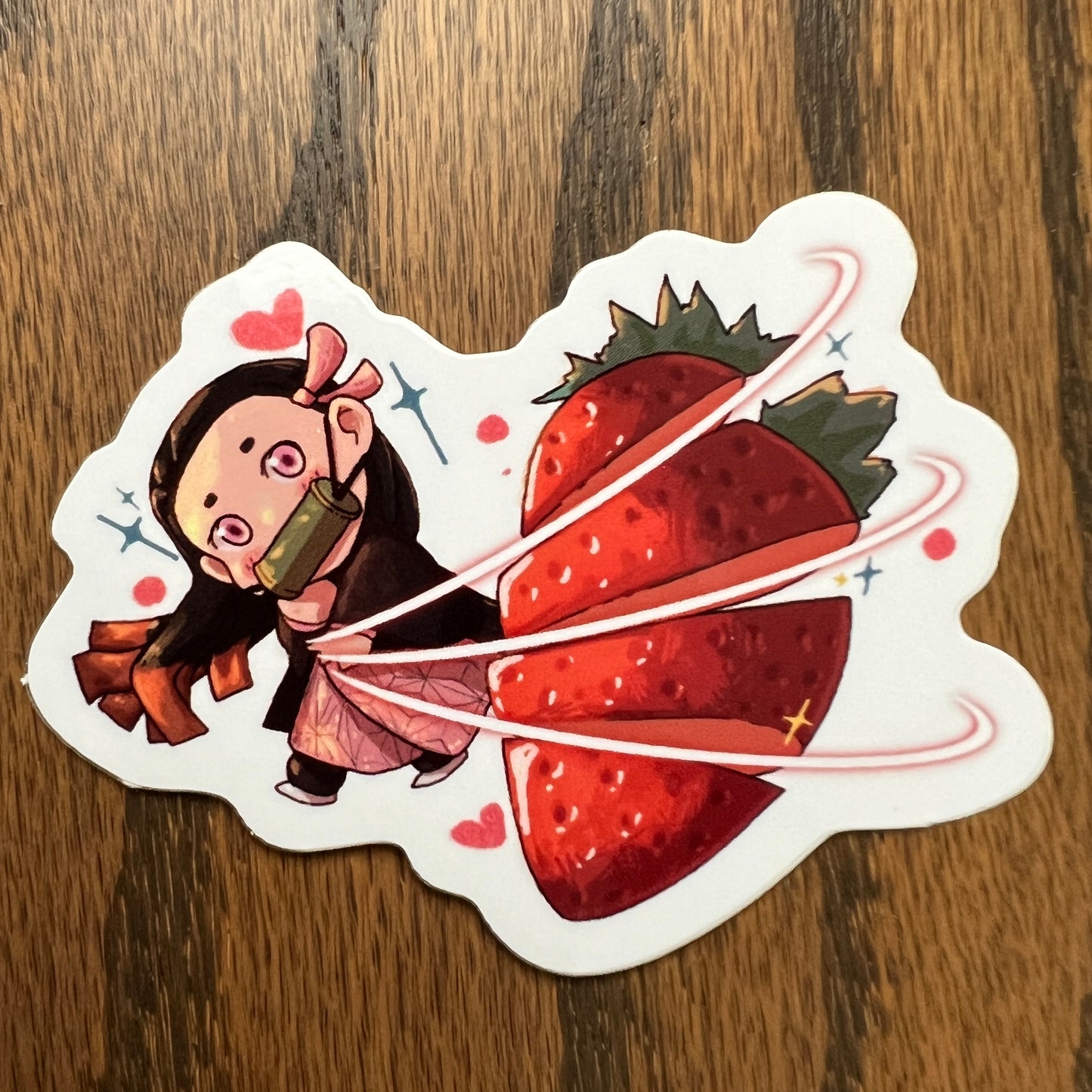 DS KNY Anime Chibi Nezuko Strawberry Fruit Slayer Stickers - Die Cut