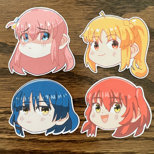 BTR Anime Chibi Stickers - Die Cut - Hitori, Kita, Nijika, Ryo