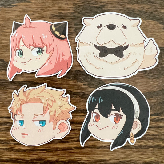 SxF Anime Chibi Stickers - Die Cut - Anya, Bond, Loid, Yor