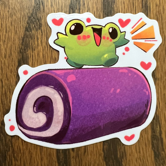 Ribbert Frog Ube Roll Food Stickers - Die Cut