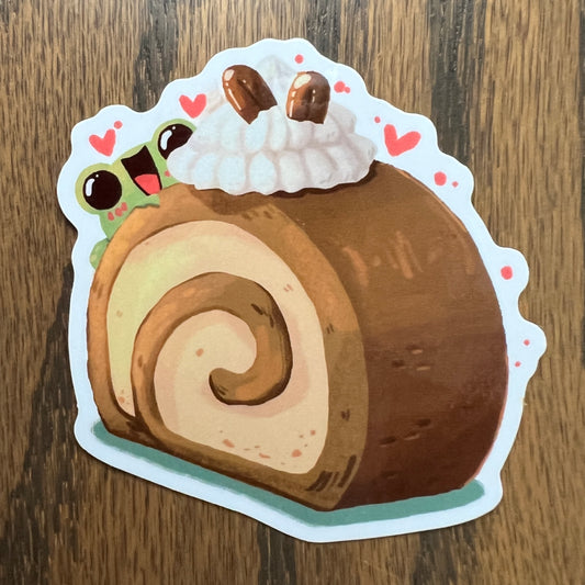 Coffee Roll Cake Ribbert Frog Stickers - Die Cut