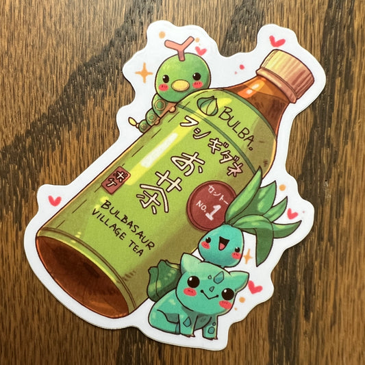 PKMN Anime Bulbachan Tea Stickers - Die Cut