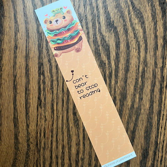 Ribbert Frog Can’t Bear to Stop Reading Food Bookmark #B001