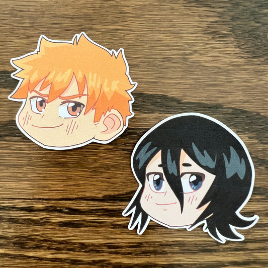 Bleach Anime Chibi Stickers - Die Cut - Ichigo, Rukia