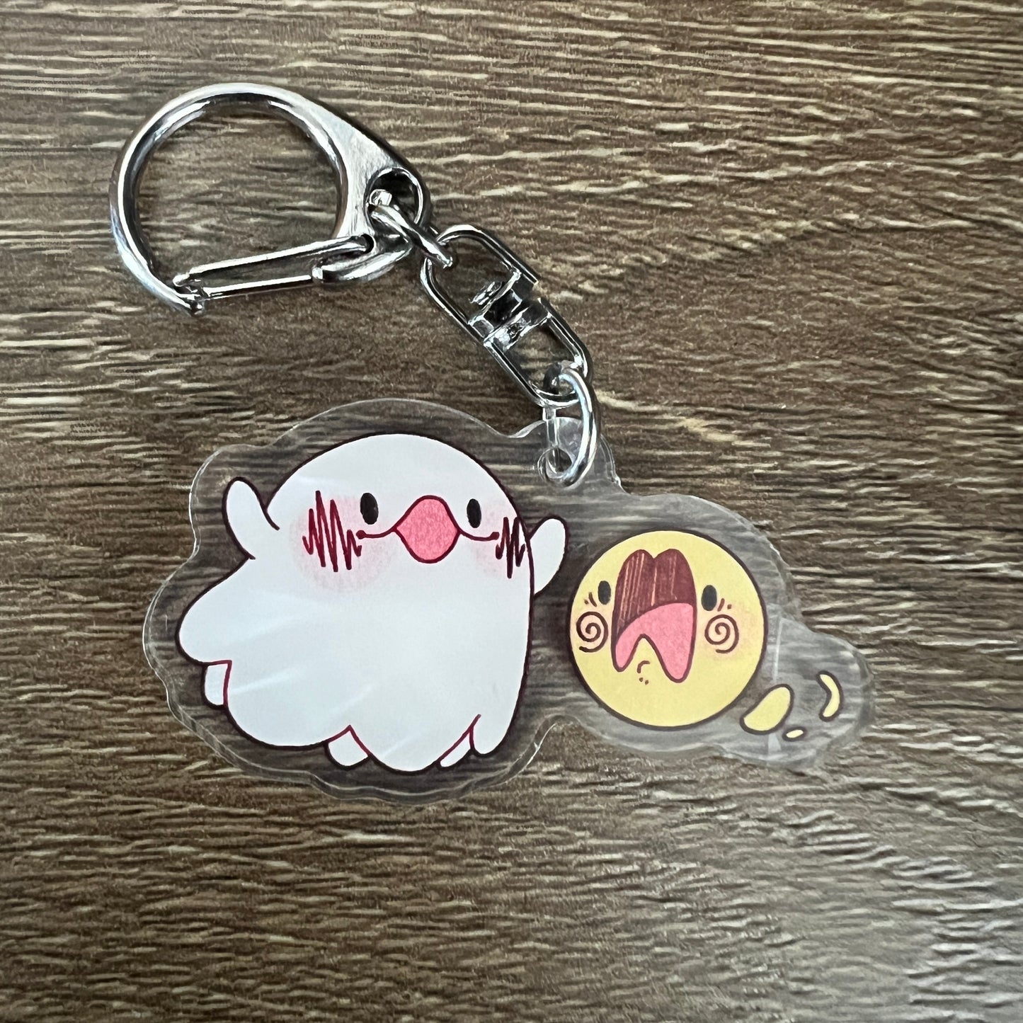 Boo! Wai and Yok Egg Ghost Acrylic Charm Keychain Accessory #AC156
