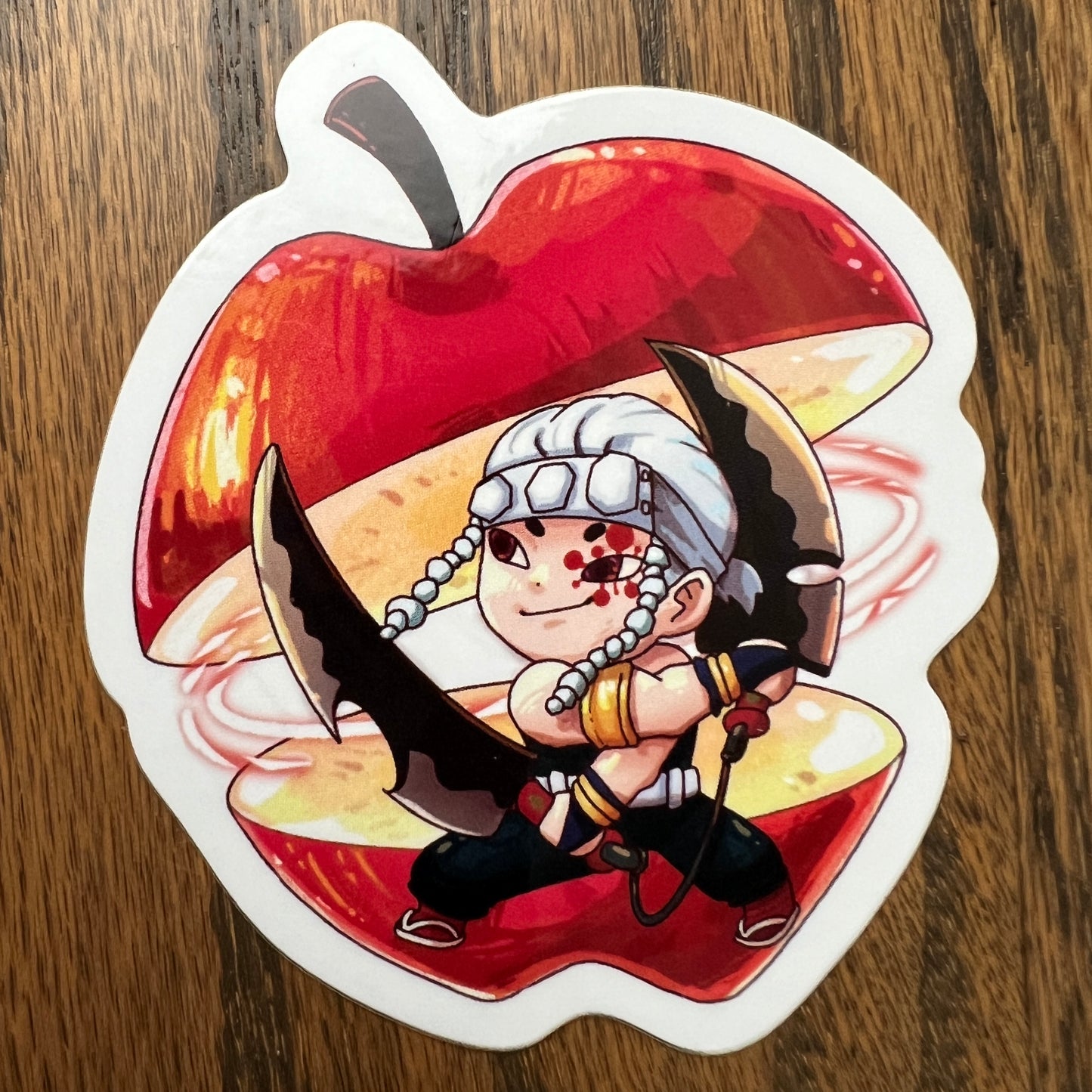 DS KNY Anime Chibi Tenchan Apple Fruit Slayer Stickers - Die Cut - Uzui