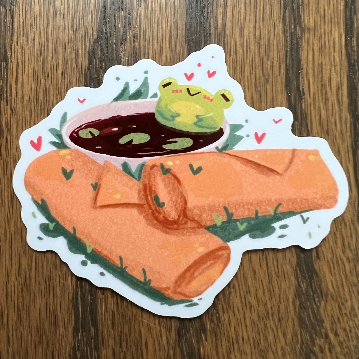 Ribbert Frog Lumpia Spring Rolls Food Stickers - Die Cut
