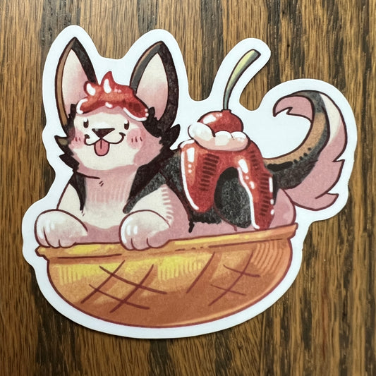 Food Dogs Husky Sundae Stickers - Die Cut