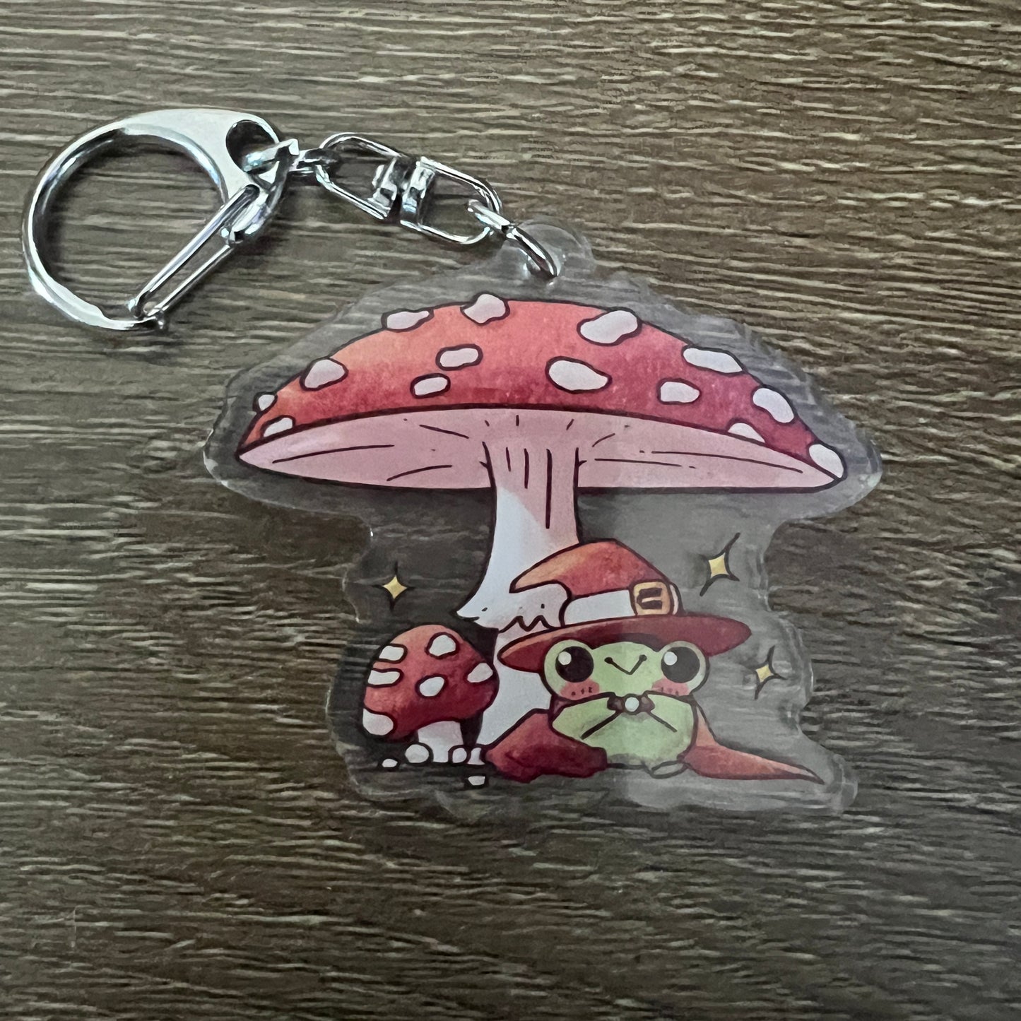 Relaxing Mushroom Witch Acrylic Charm Keychain Accessory #AC158