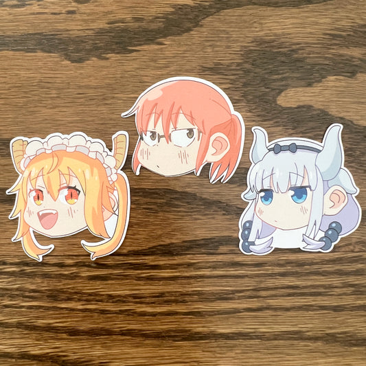 MKDM Anime Chibi Stickers - Die Cut - Kobayashi, Tohru, Kanna