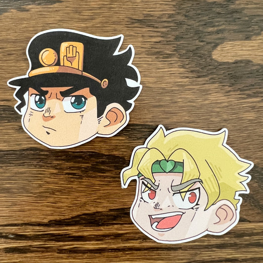 JJBA Anime Chibi Stickers - Die Cut - Jotaro, Dio