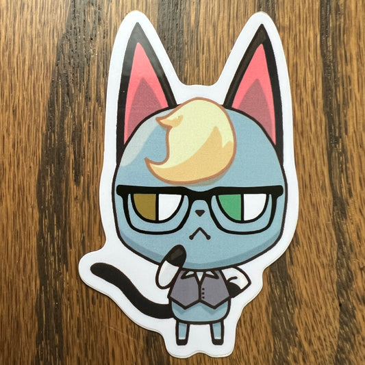ACNH Raymond Game Cat Stickers - Die Cut