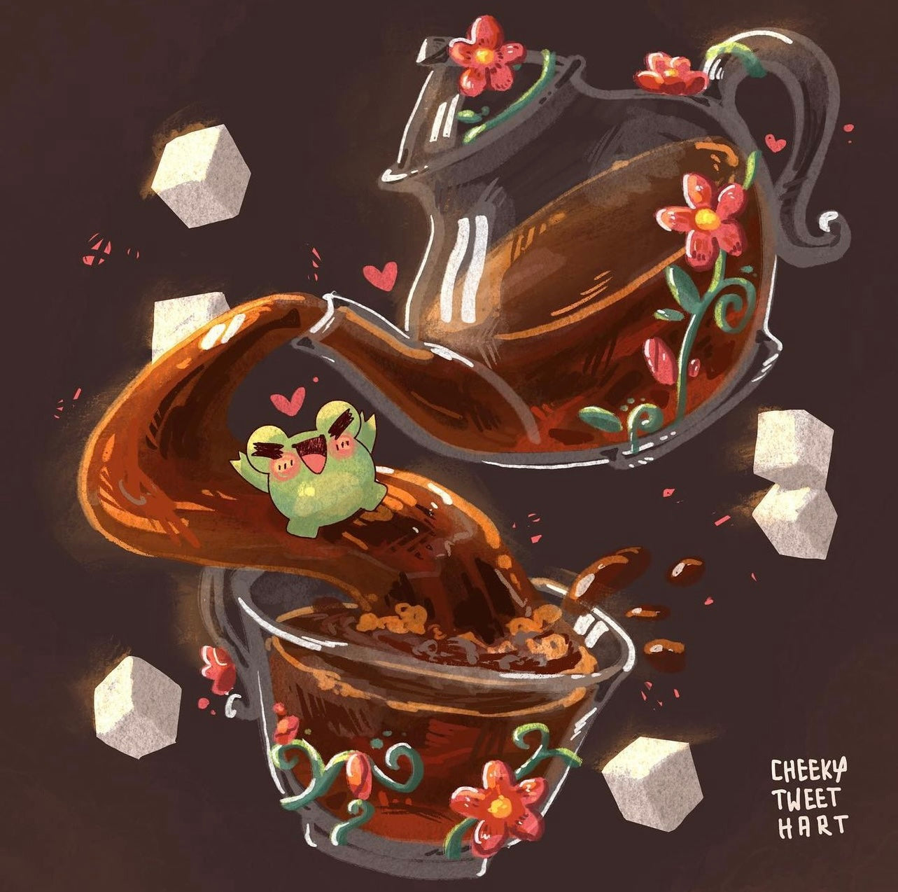 Tea Party Ribbert Frog Art Prints - Patreon Limited Edition 22 May #AP1012