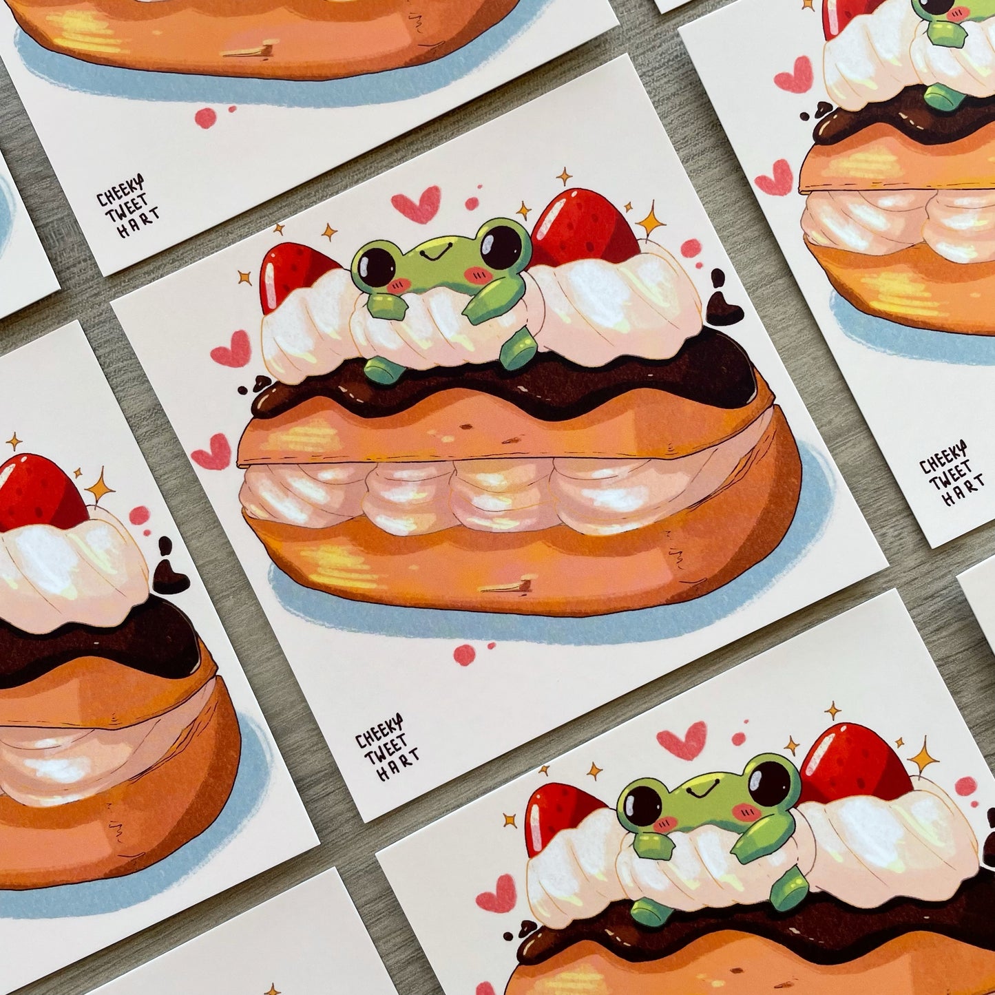 Eclair Ribbert Frog Food Art Prints #AP053