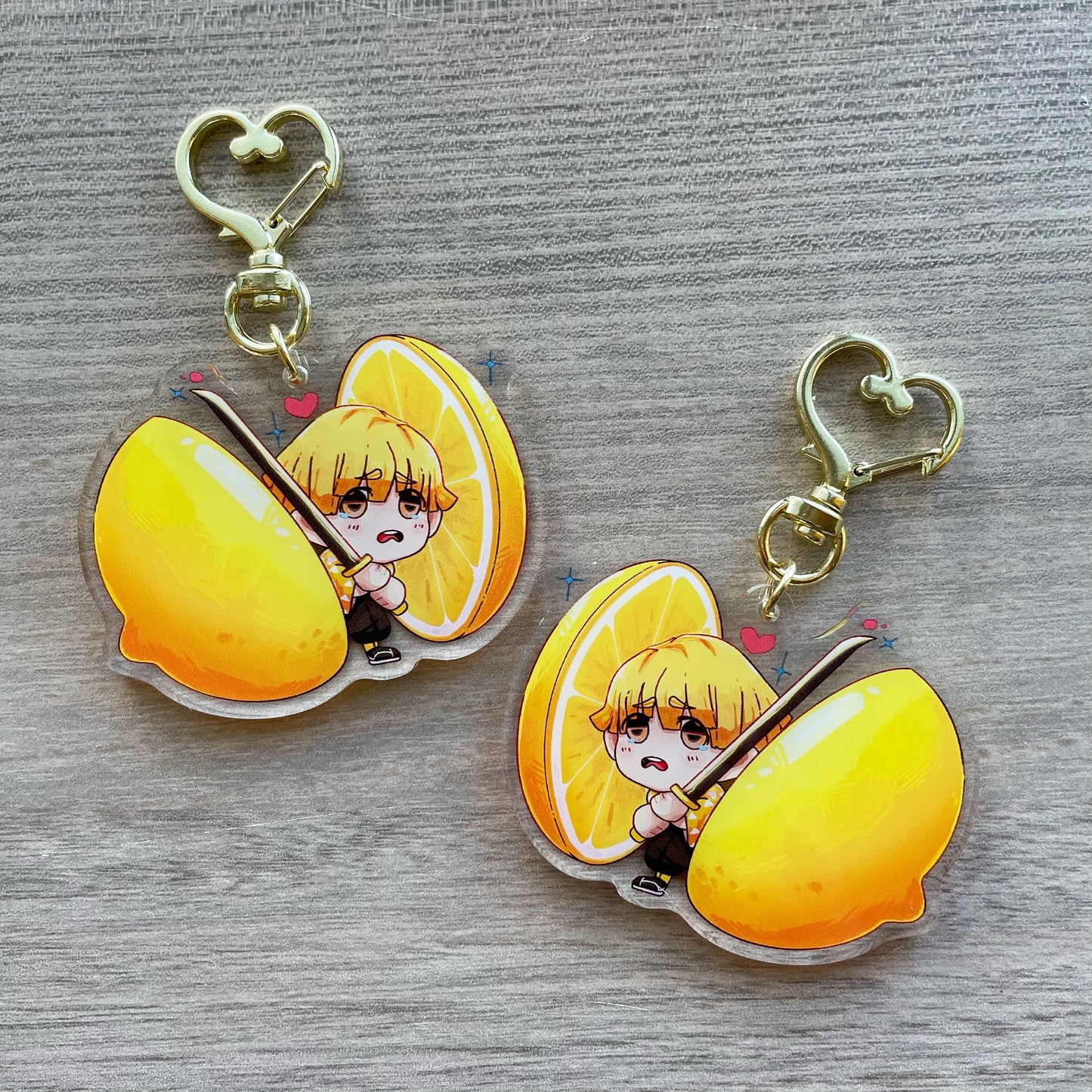 DS KNY Anime Chibi Zenitsu Lemon Fruit Slayer Acrylic Charm Keychain Accessory #AC005