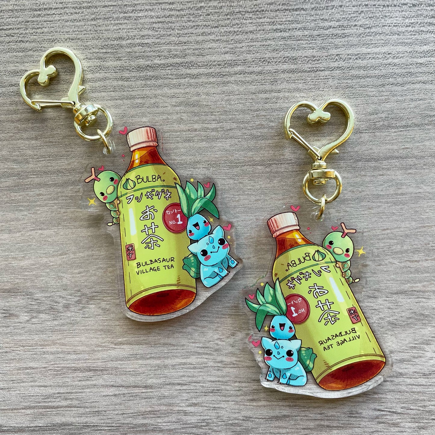 PKMN Anime Bulbachan Tea Acrylic Charm Keychain Accessory #AC001