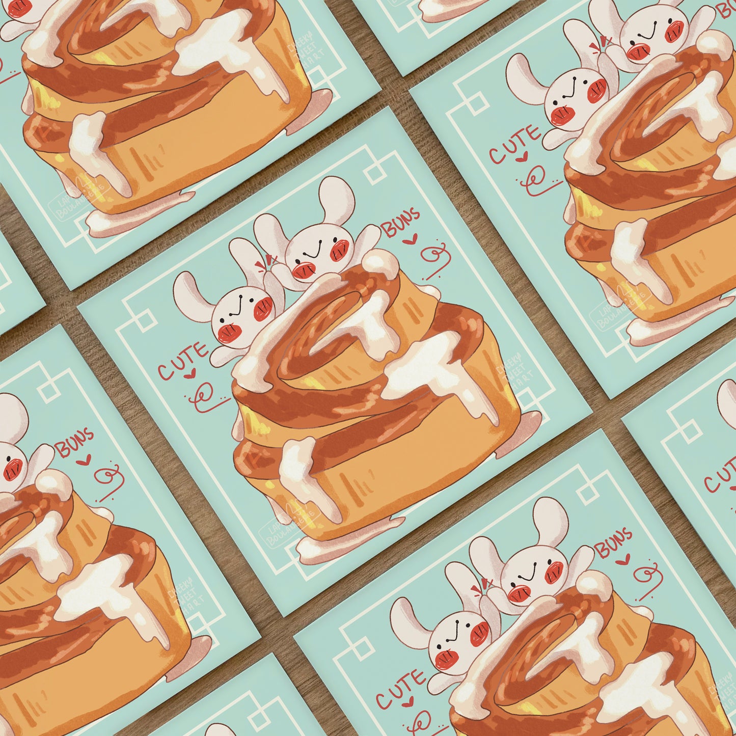 Cute Buns Crumb Dough Bunny Rabbit Art Prints #AP147