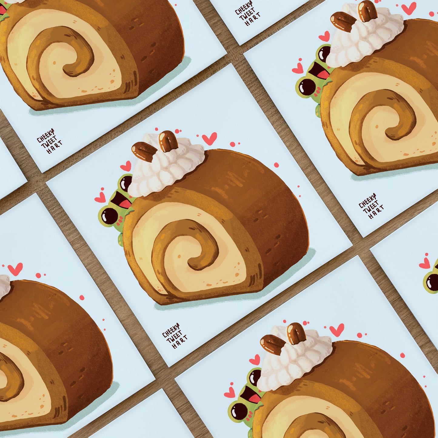 Coffee Roll Cake Ribbert Frog Art Prints #AP136