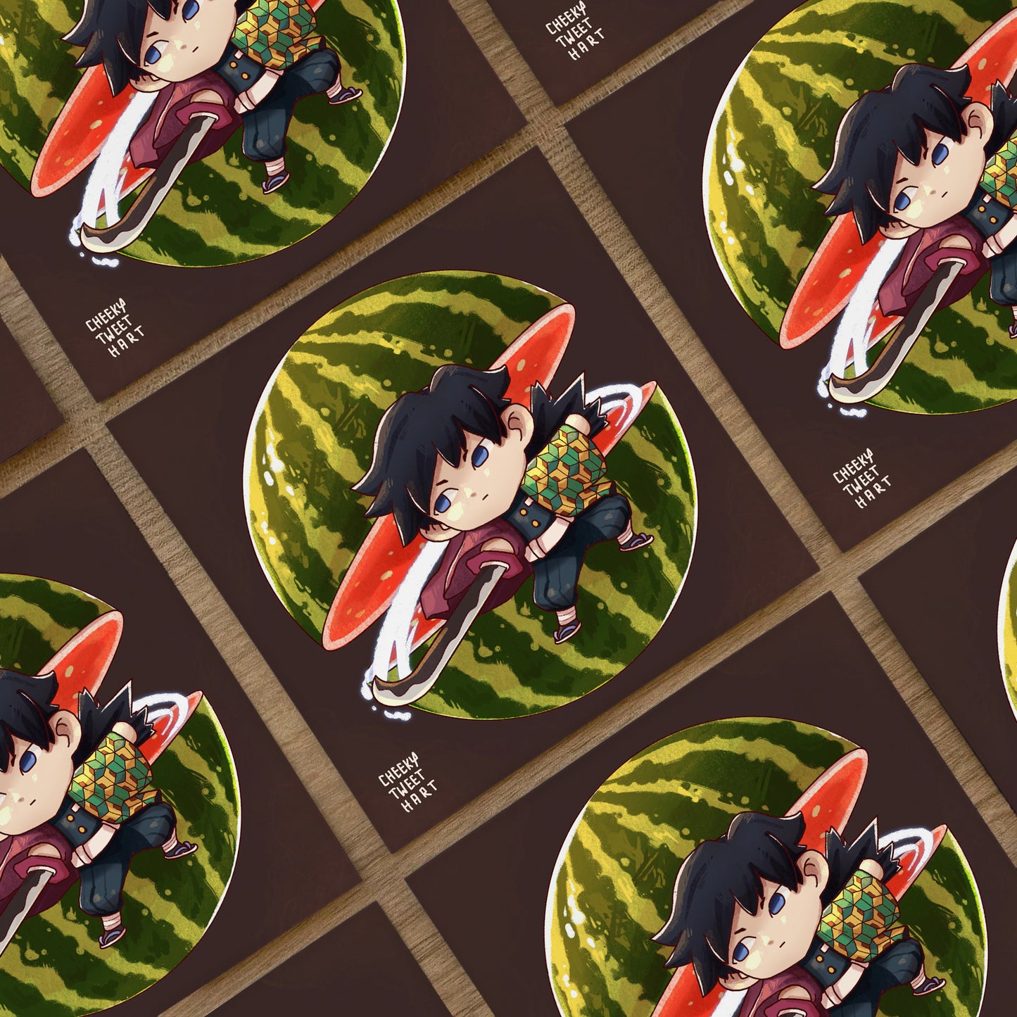 DS KNY Anime Chibi Gichan Watermelon Fruit Slayer Art Prints - Tomioka #AP078