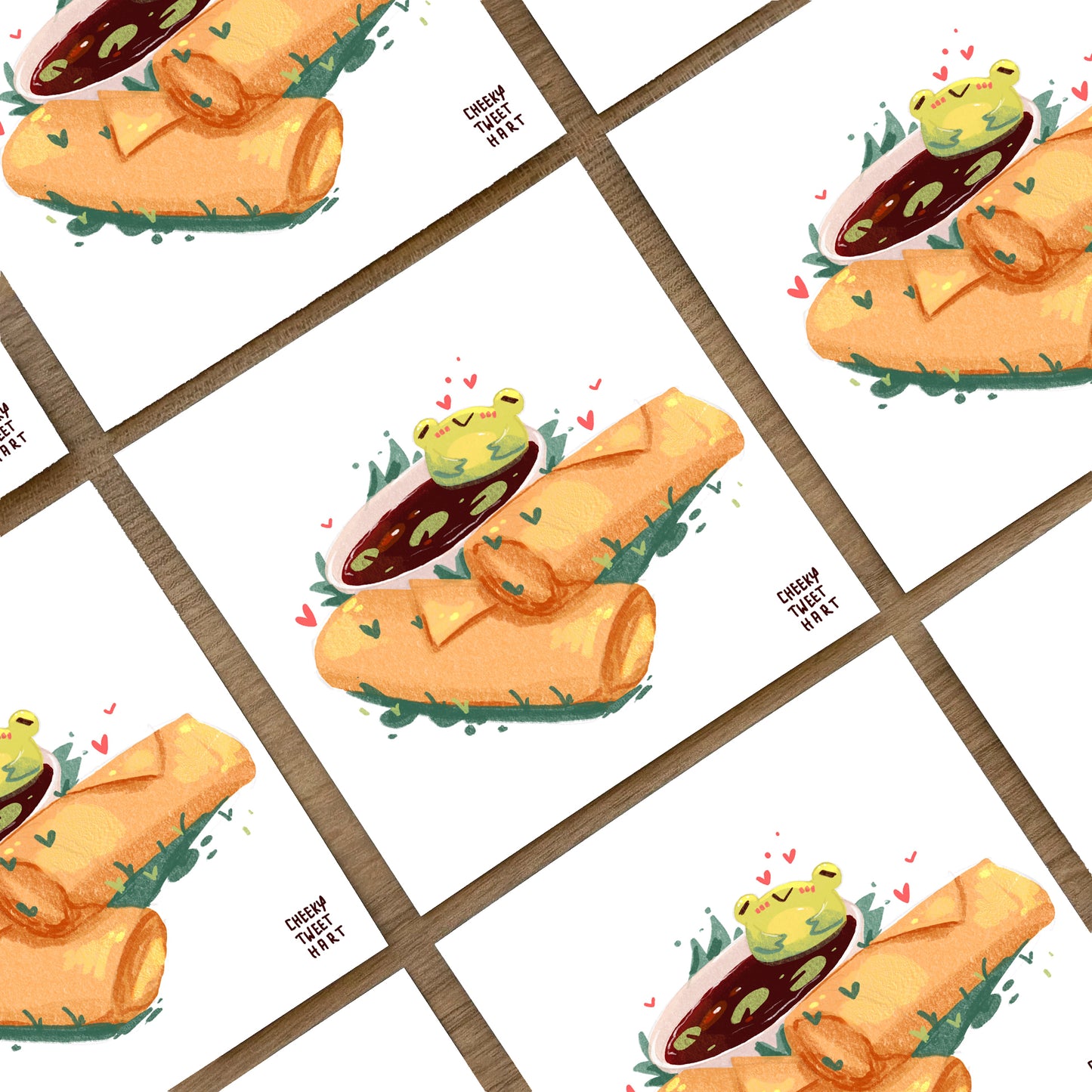 Lumpia Spring Rolls Ribbert Frog Food Art Prints #AP076