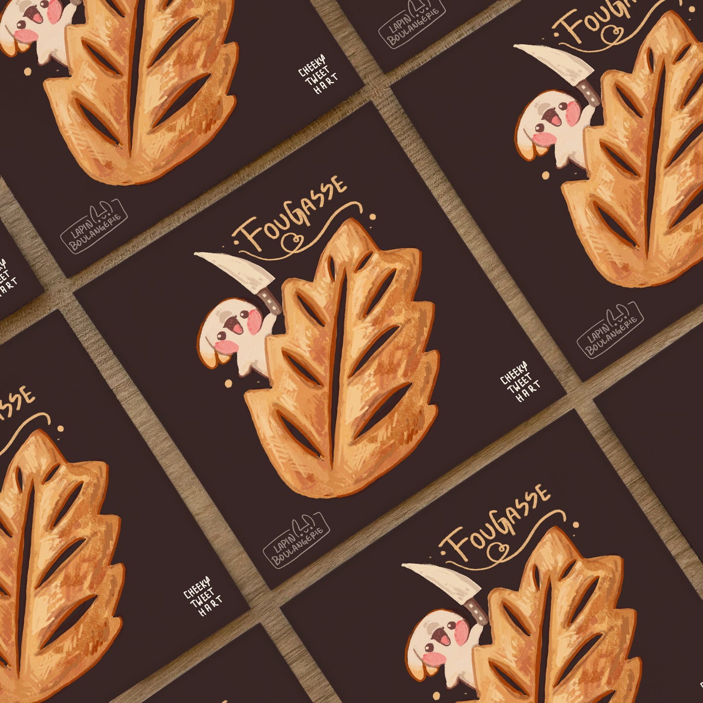 Fougasse Bread Crumb Bunny Rabbit Food Art Prints #AP152