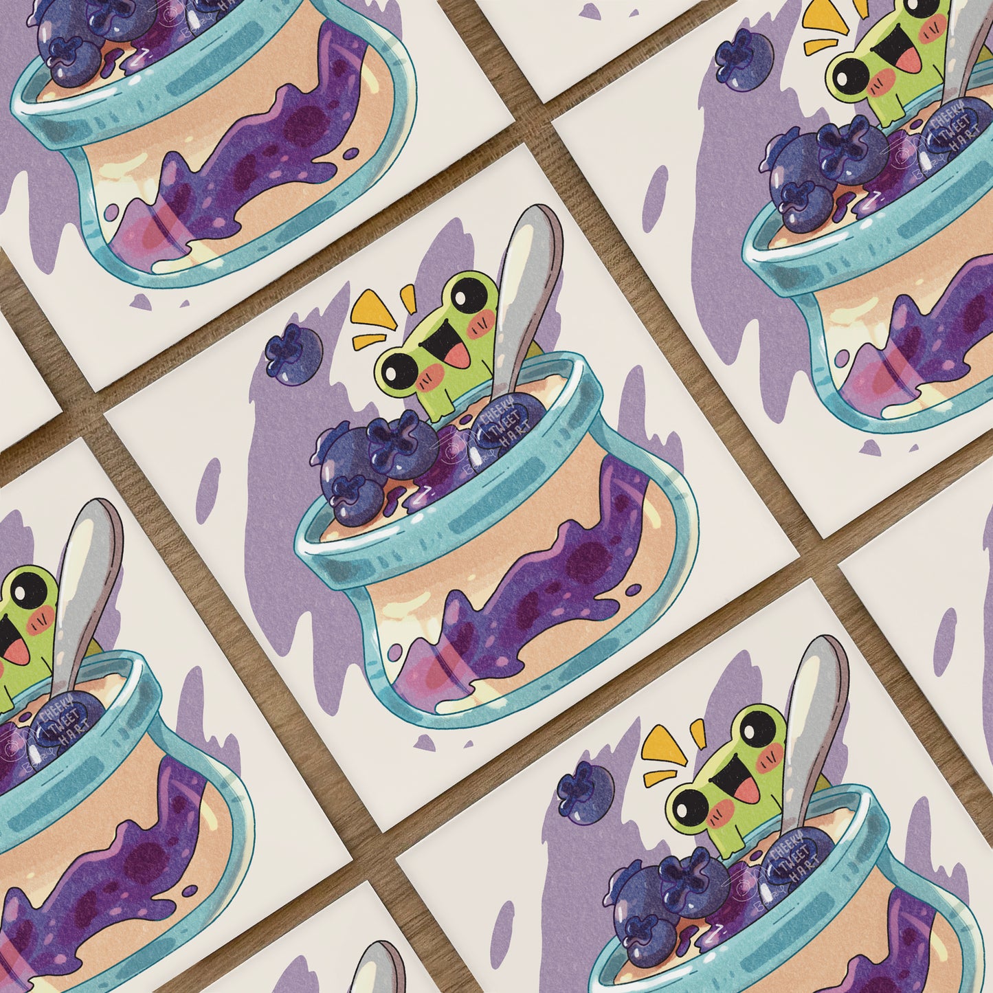 Blueberry Yogurt Ribbert Frog Food Art Prints #AP157