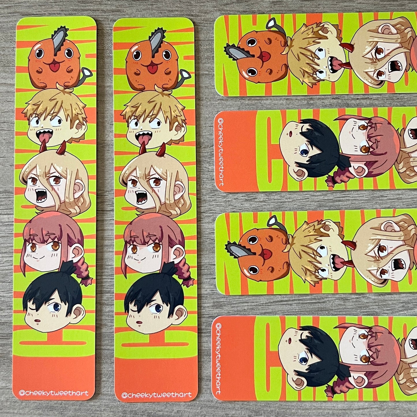 CSM Aki, Denji, Makima, Pochita, Power Anime Chibi Bookmark #B005