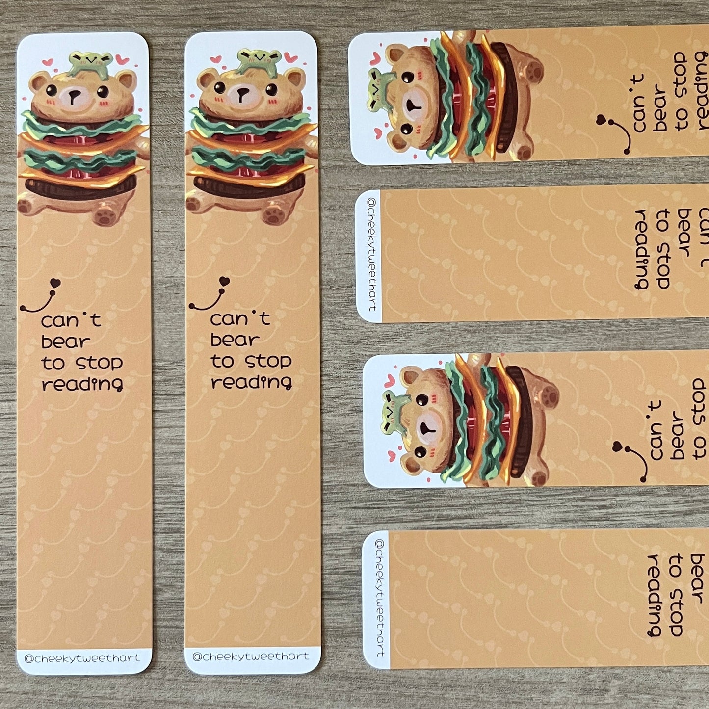 Ribbert Frog Can’t Bear to Stop Reading Food Bookmark #B001