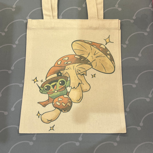 Mushroom Ribbert Frog Small Canvas Totes - Shoulder Bag - Handbag - Casual Tote - Shopping Bag #Tote006