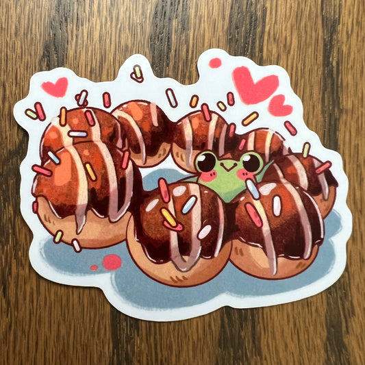 Mochi Donut Ribbert Frog Stickers - Die Cut