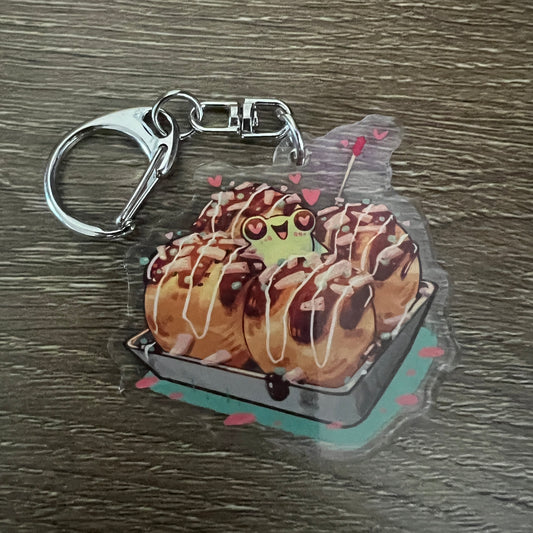 Takoyaki Food Acrylic Charm Keychain Accessory #AC153