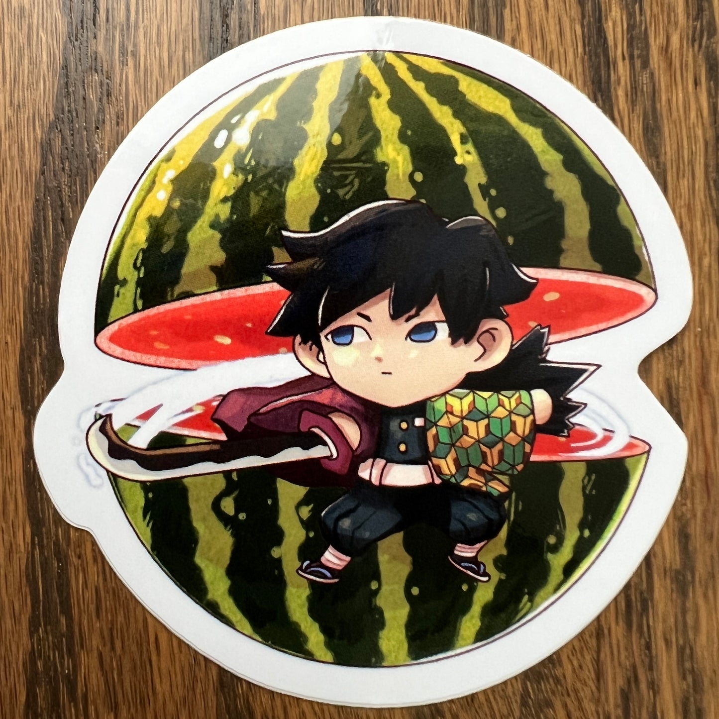 DS KNY Anime Chibi Gichan Watermelon Fruit Slayer Stickers - Die Cut - Tomioka