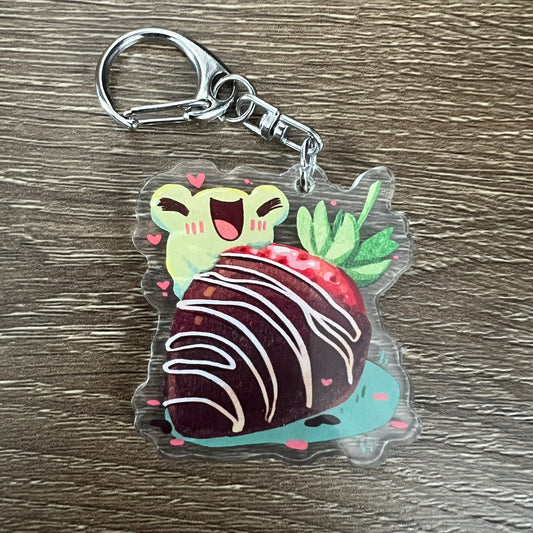 Chocolate Strawberry Food Acrylic Charm Keychain Accessory #AC144
