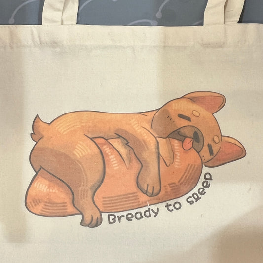 Frenchie Bread Bready to Sleep French Bulldog Small Canvas Totes - Shoulder Bag - Handbag - Casual Tote - Shopping Bag #Tote007