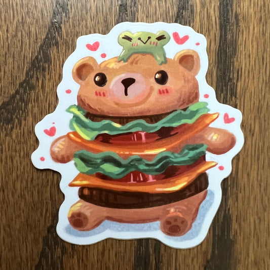 Bear Burger Ribbert Frog Stickers - Die Cut