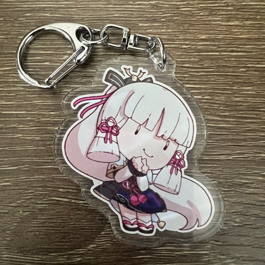 Genshin Impact Kamisato Ayaka Chibi Acrylic Charm Keychain Accessory #AC189