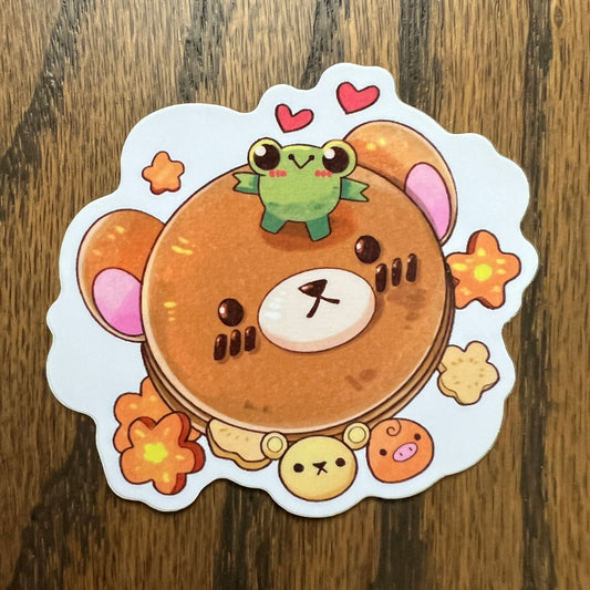 Bear Pancakes Ribbert Frog Stickers - Die Cut