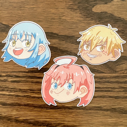 TenSura Anime Chibi Stickers - Die Cut - Rimuru, Veldora, Milim