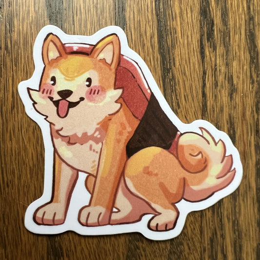 Food Dogs Shiba Musubi Stickers - Die Cut