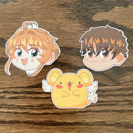 CCS Anime Chibi Stickers - Die Cut - Sakura, Syaoran, Kero