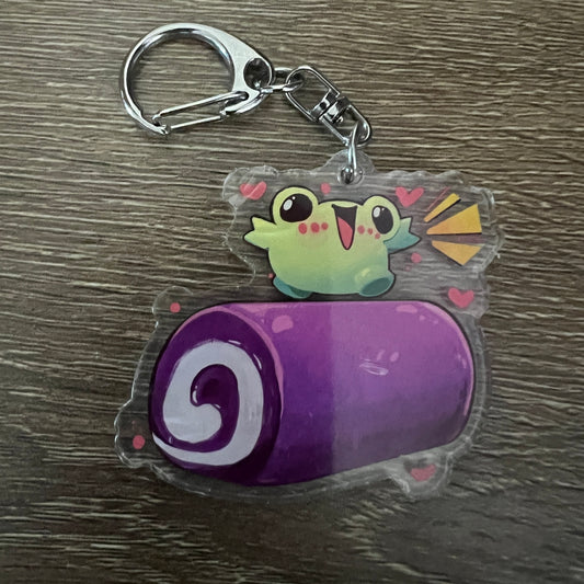 Ube Roll Food Acrylic Charm Keychain Accessory #AC147