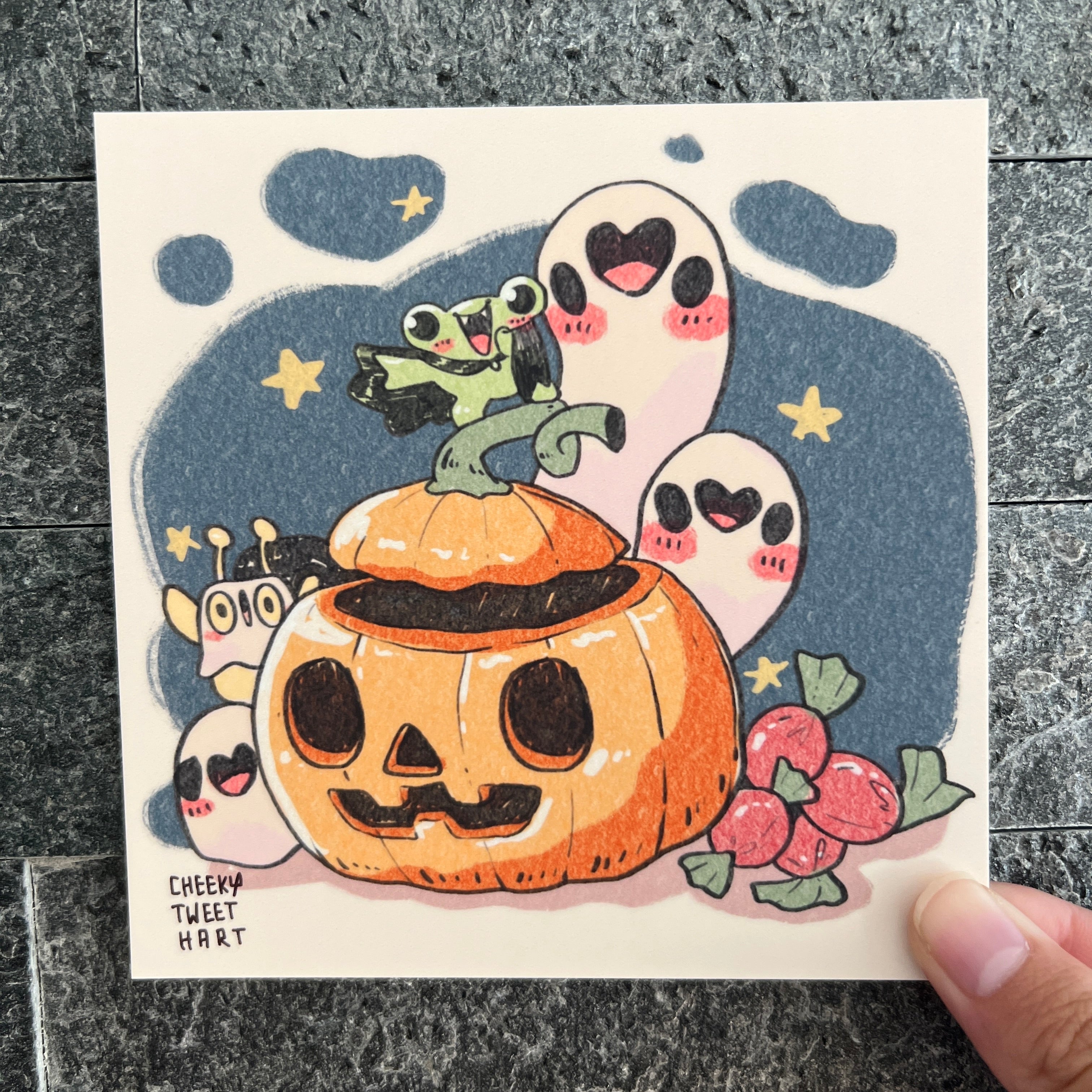 Vampire Snail Halloween Jack-o-Lantern Ribbert Frog Vampire Snellie Snail Ghost Art ...