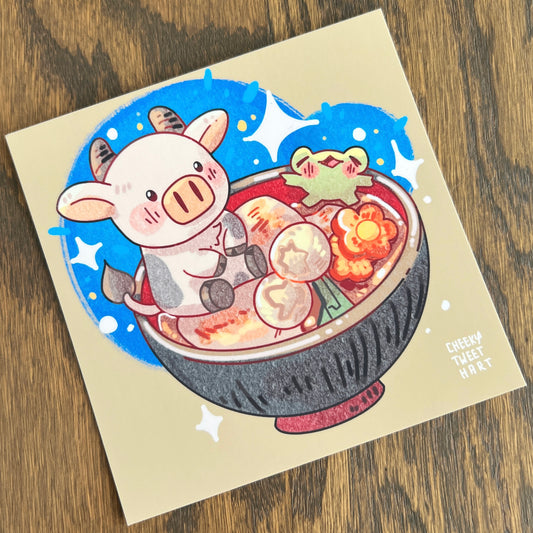 Mochi Ozoni Moochi Cow Art Prints #AP032