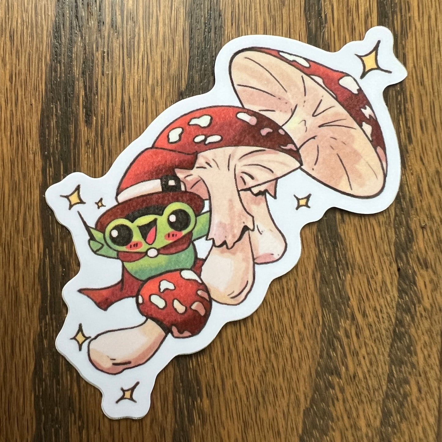 Flying Mushroom Witch Stickers - Die Cut