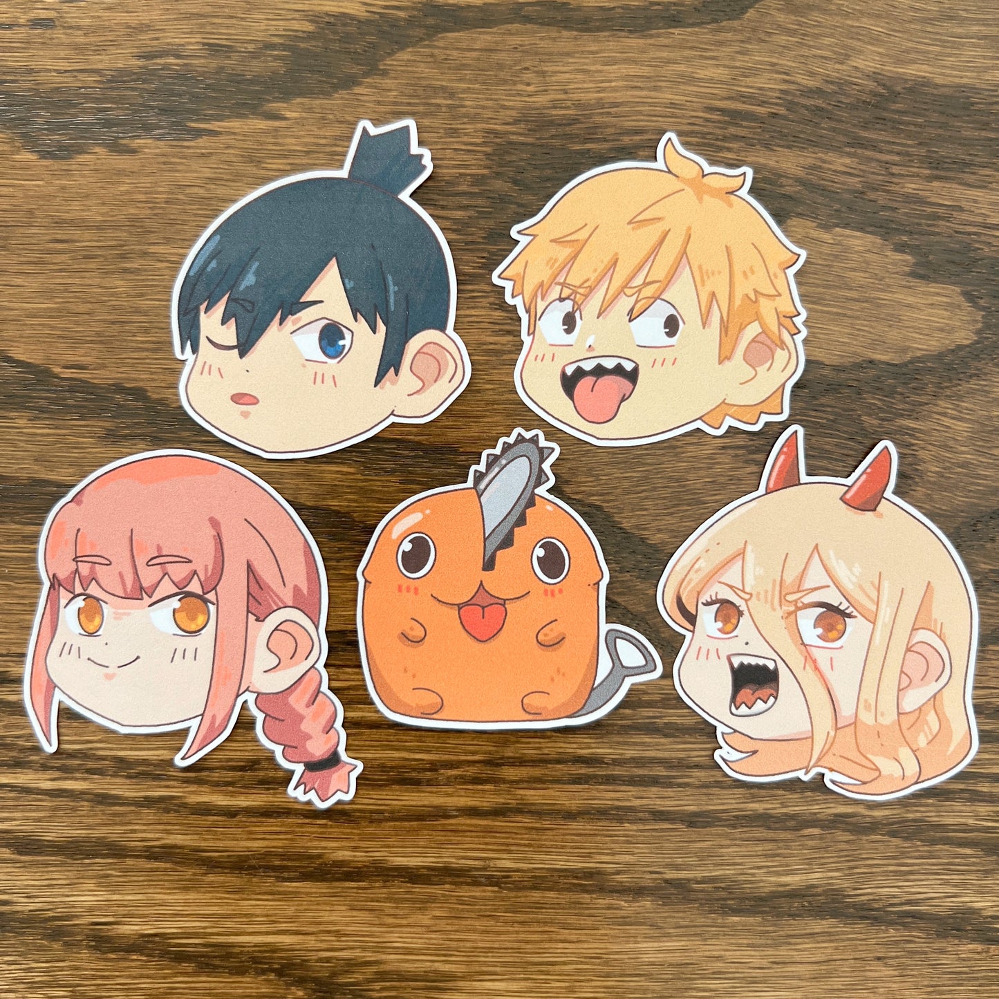 CSM Anime Chibi Stickers - Die Cut - Aki, Denji, Makima, Pochita, Power