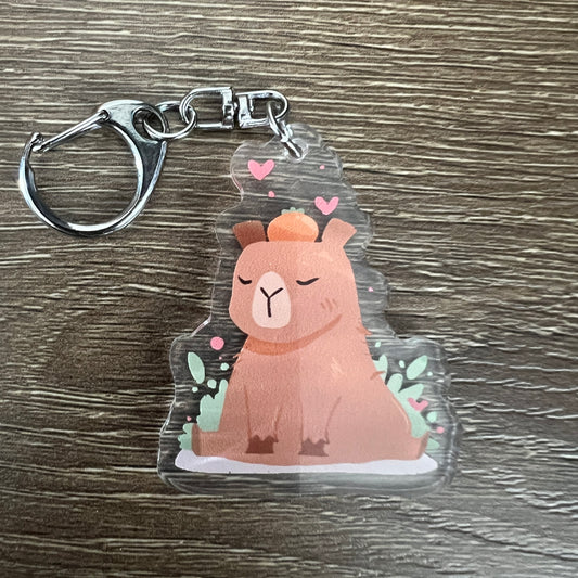 Cap'n Meditate Capybara Acrylic Charm Keychain Accessory #AC161