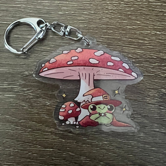 Relaxing Mushroom Witch Acrylic Charm Keychain Accessory #AC158