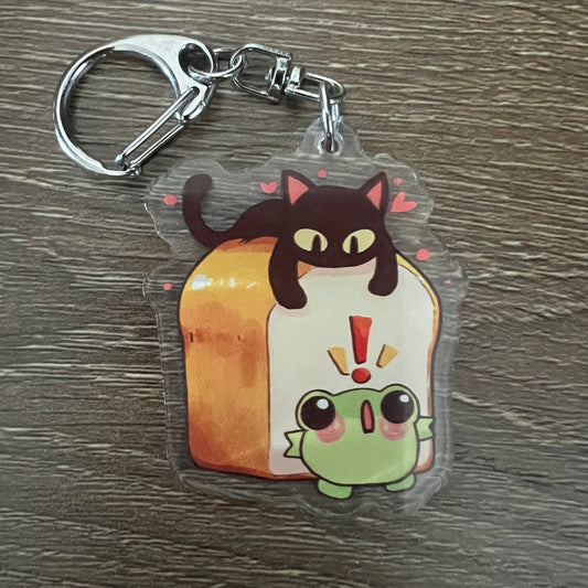 Hide and Seek Bread Food Acrylic Charm Keychain Accessory #AC149