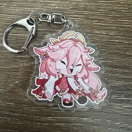 Genshin Impact Yae Miko Chibi Acrylic Charm Keychain Accessory #AC208